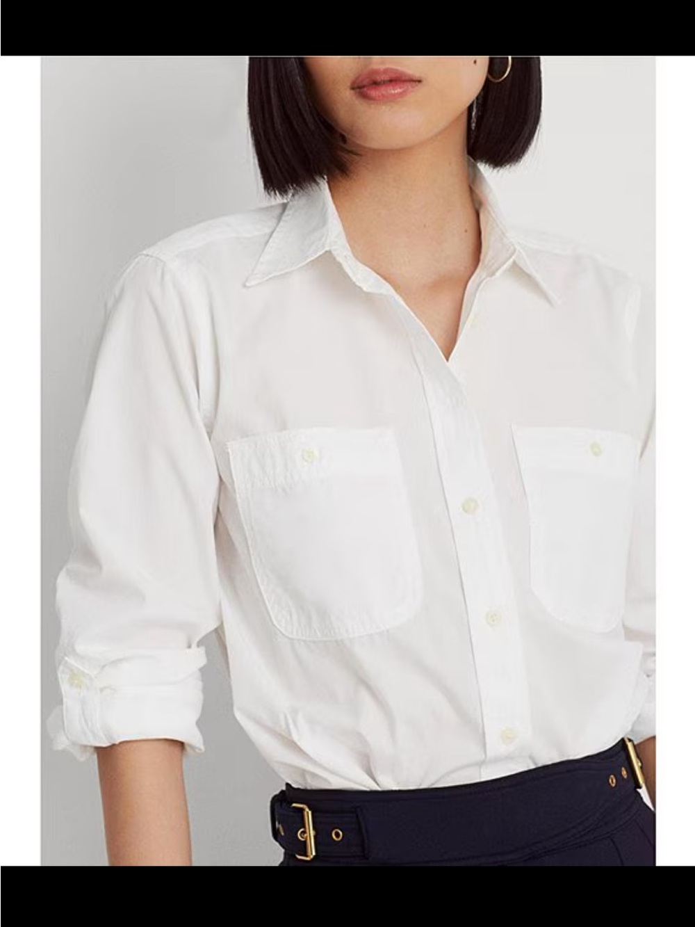 Lauren Ralph Lauren Essential White Button-Front Shirt - Picture 4 of 10
